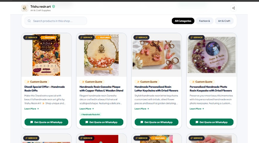 Trishu Resin Art Real Storefront on Interacters